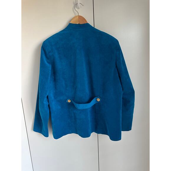 Vintage 80s Ultra Suede Womens Suit Blue Union Made Skirt/Blazer Set Size Large - Picture 7 of 13